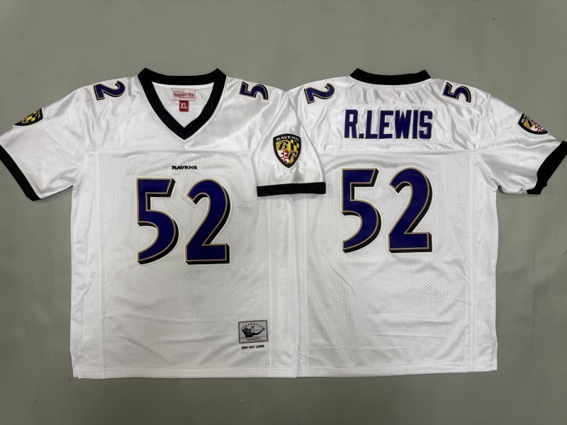 Youth Baltimore Ravens #52 R.Lewis White Throwback Limited Nike NFL Jersey 01->youth nfl jersey->Youth Jersey